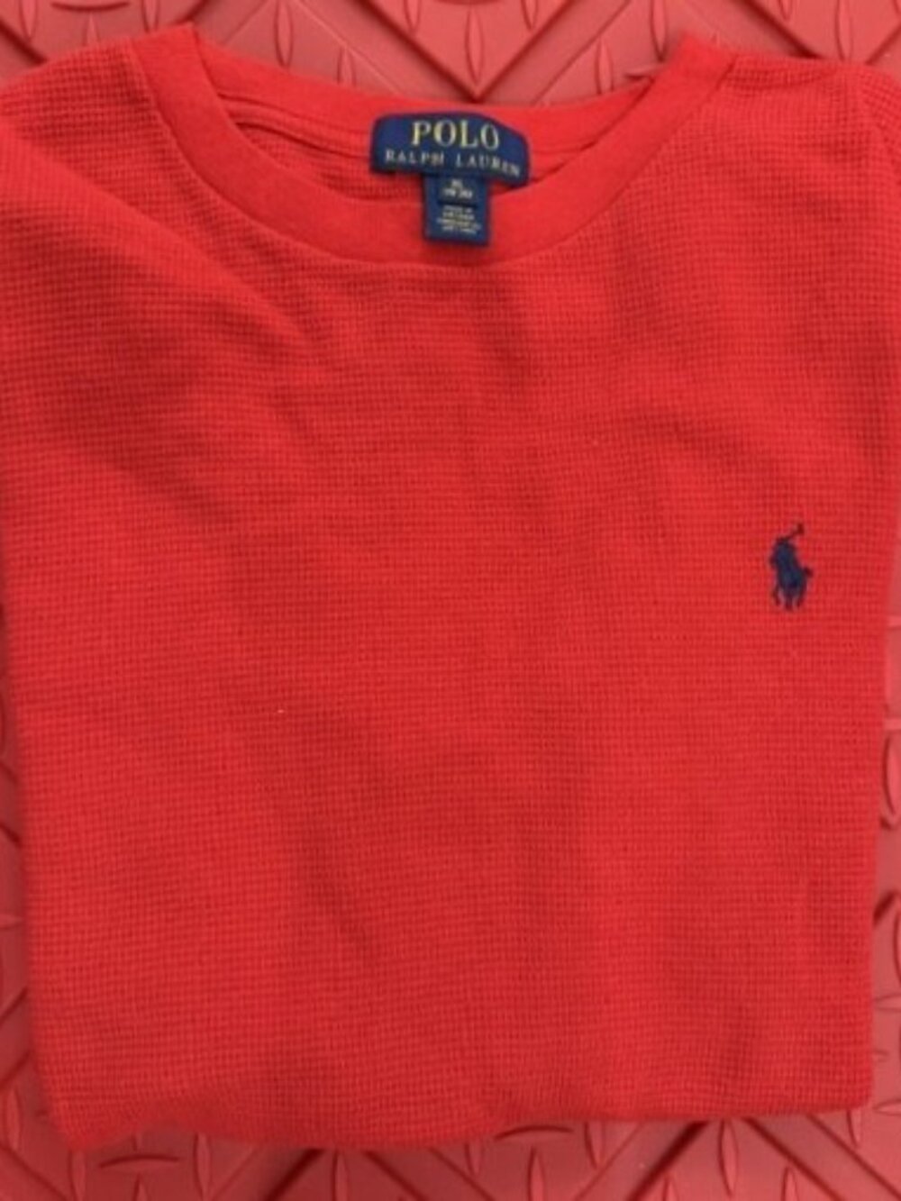Polo Ralph Lauren Top XL (18-20) Waffle Knit Red‎ Long Sleeve